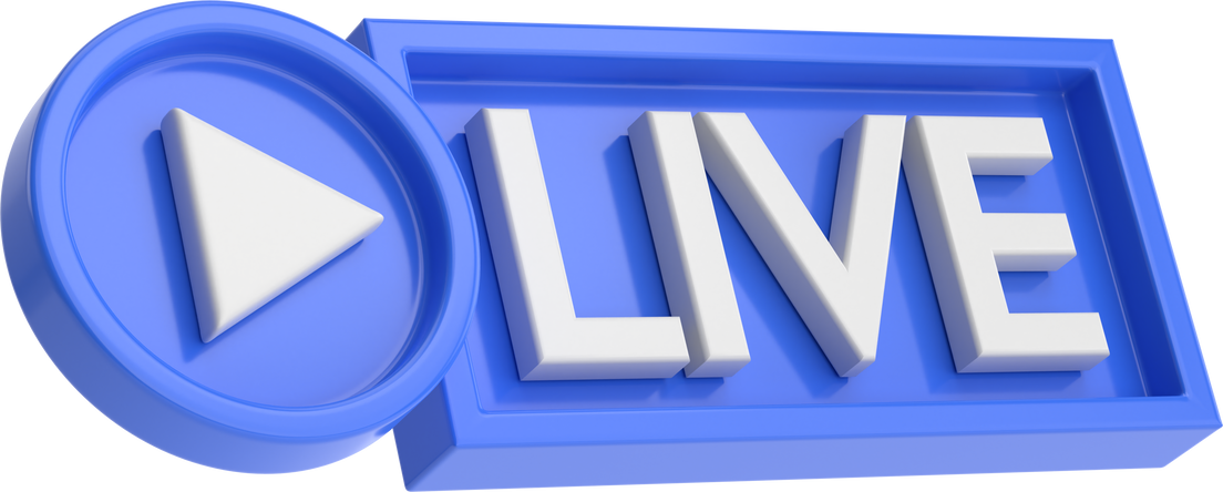 3D live icon. Live streaming.